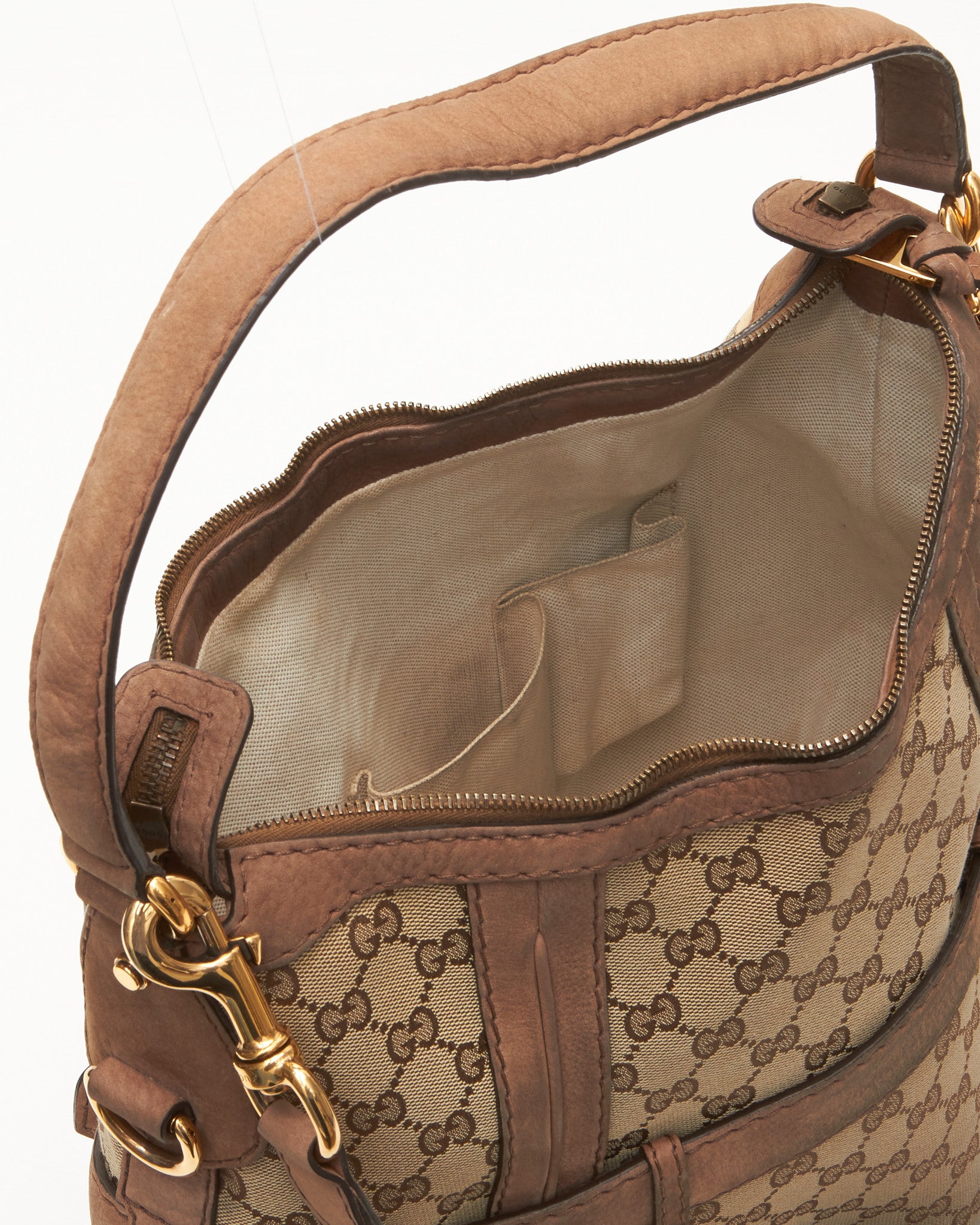 Gucci Beige GG Canvas Medium Running Hobo Bag