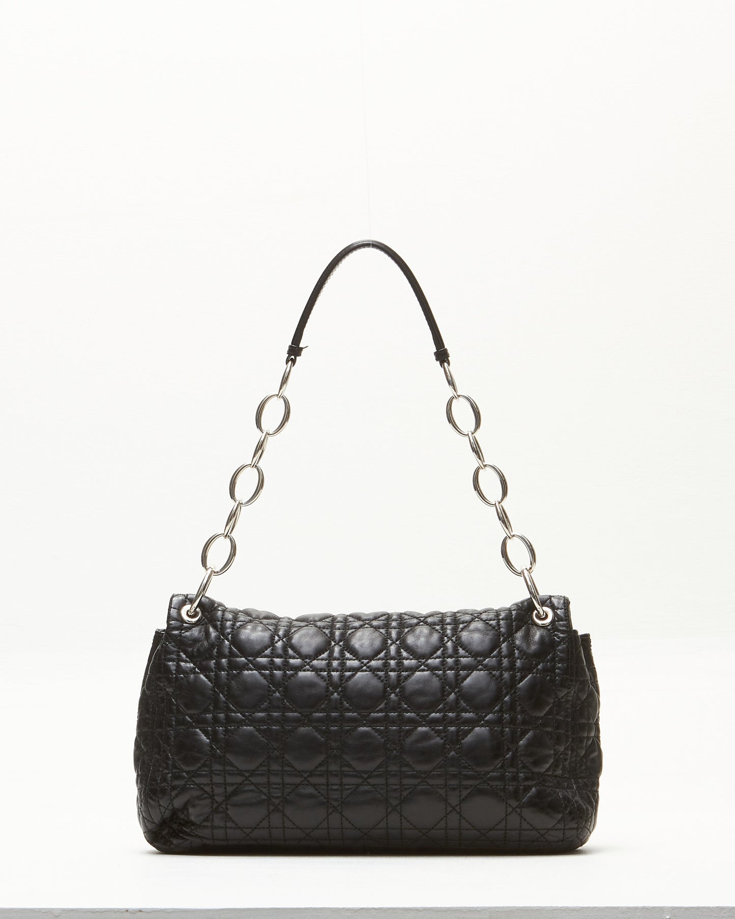 Dior Black Leather Cannage Chain Medium Shoulder Bag