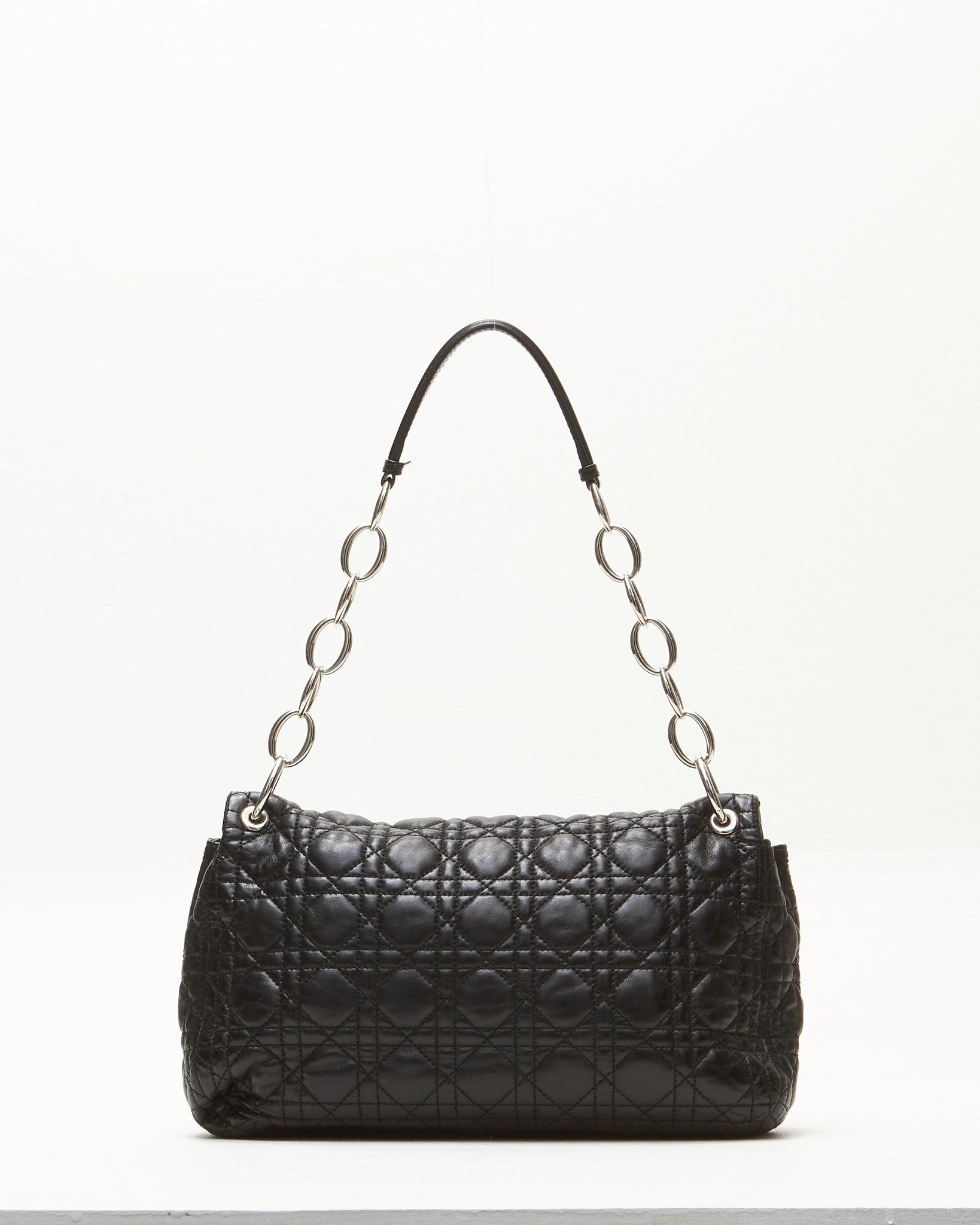 Dior Black Leather Cannage Chain Medium Shoulder Bag