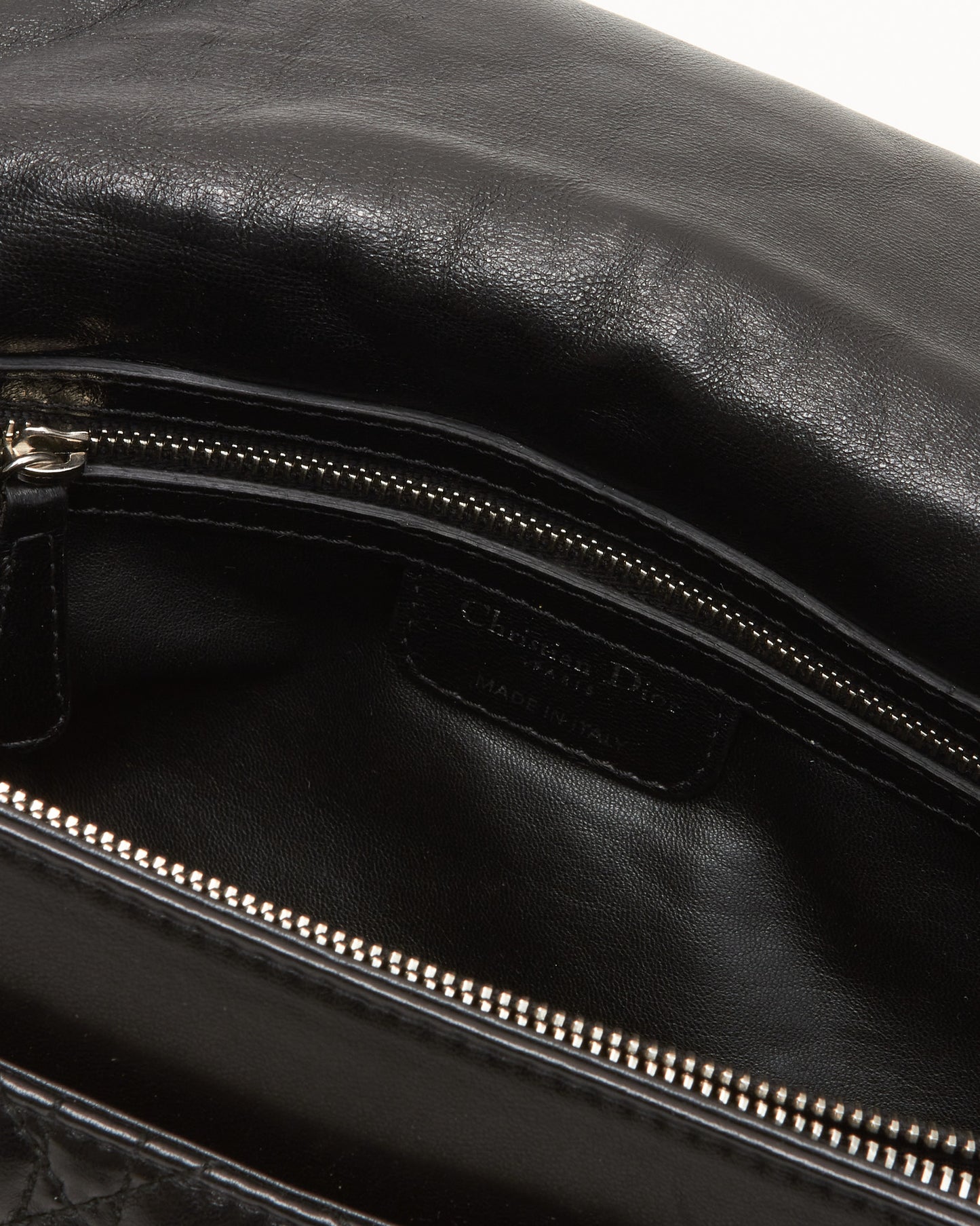 Dior Black Leather Cannage Chain Medium Shoulder Bag