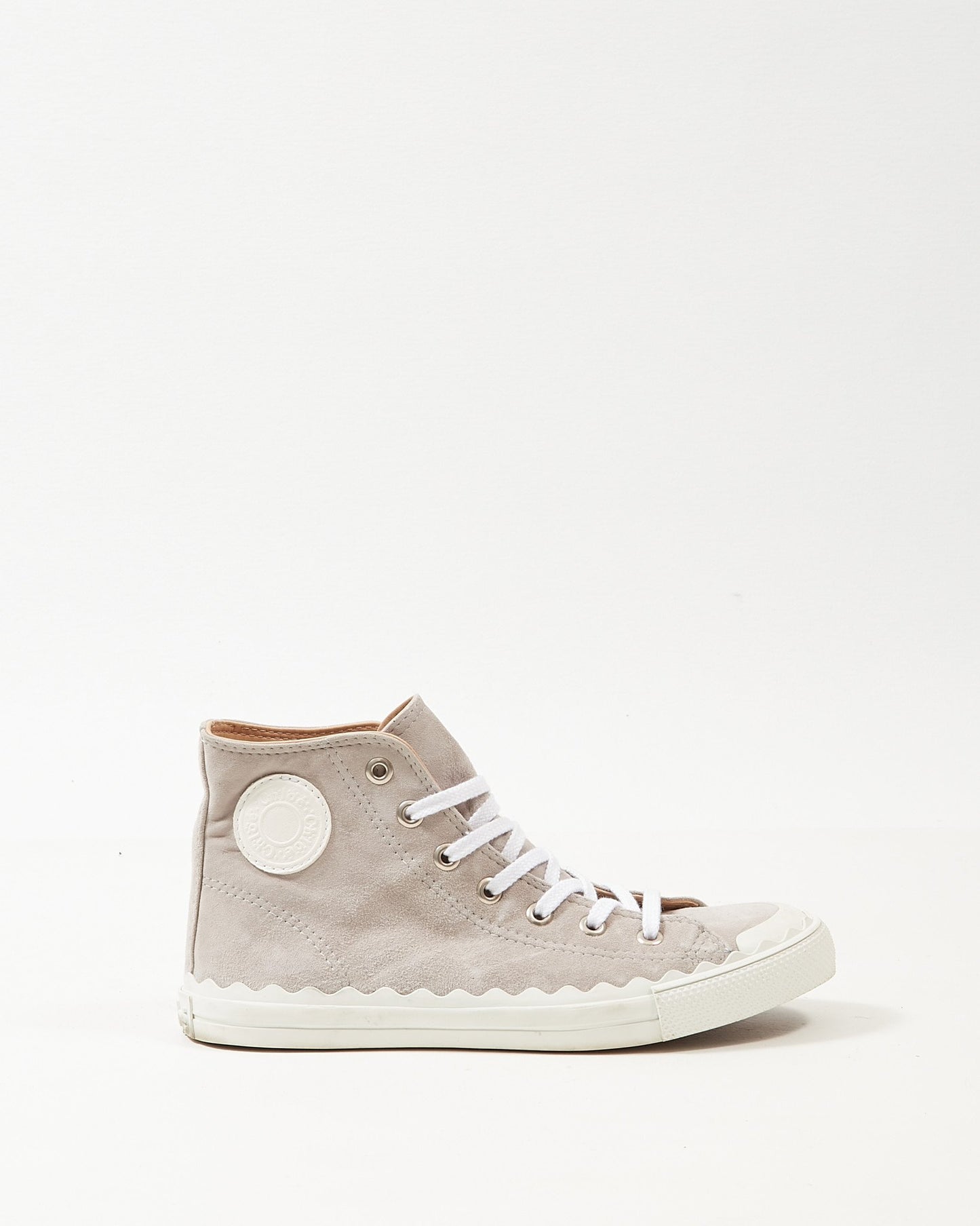 Chloé Grey Suede Scallop Lauren High-Top Sneakers - 40