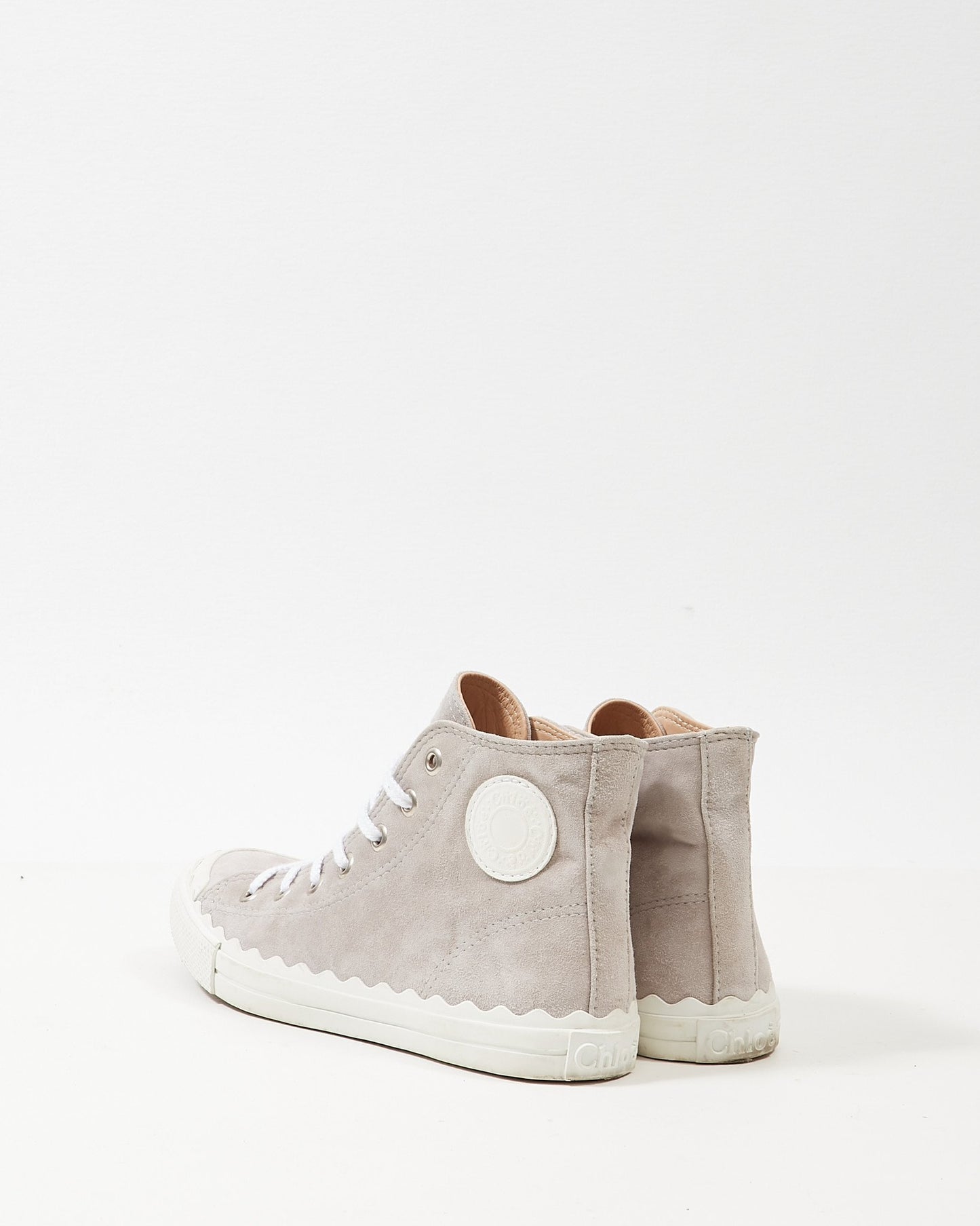 Chloé Grey Suede Scallop Lauren High-Top Sneakers - 40