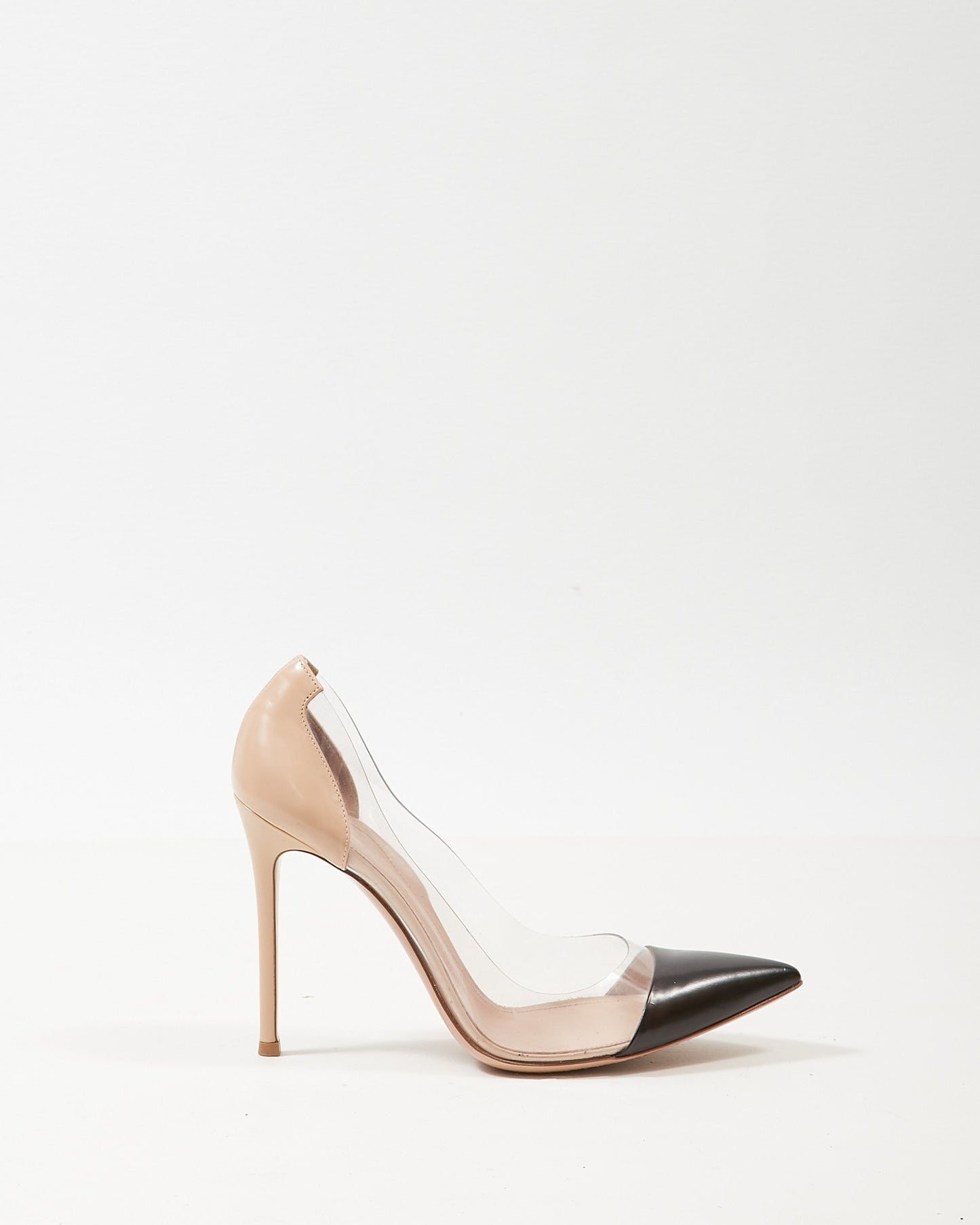 Gianvito Rossi Beige Leather and Plexi Pointed Toe 105mm Pumps - 39.5