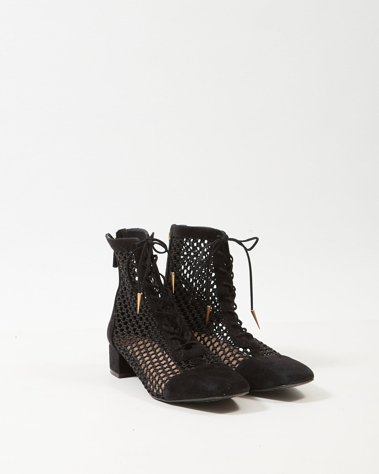 Dior Black Suede Naughtily-D Lace-Up Ankle Boots - 40