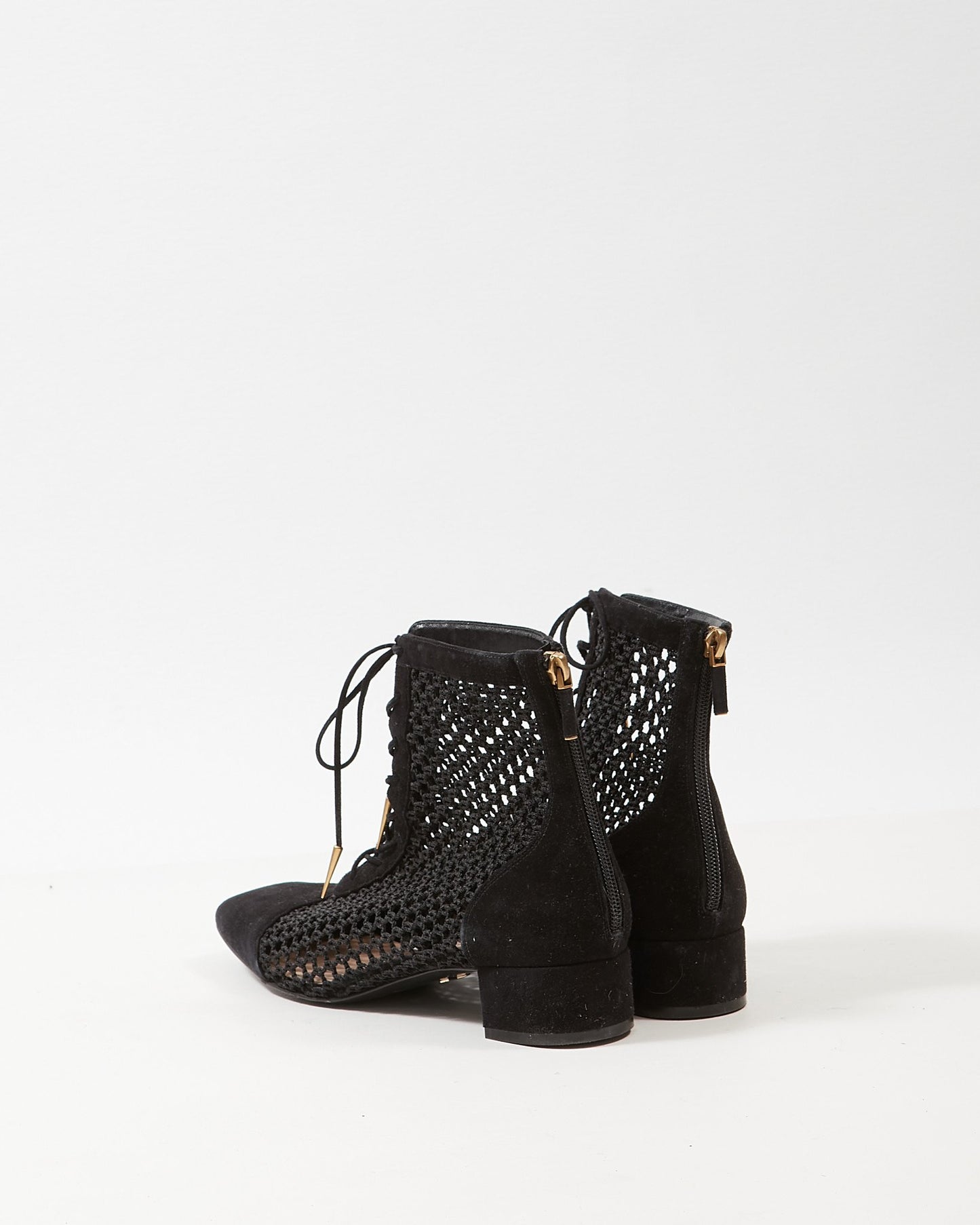 Dior Black Suede Naughtily-D Lace-Up Ankle Boots - 40