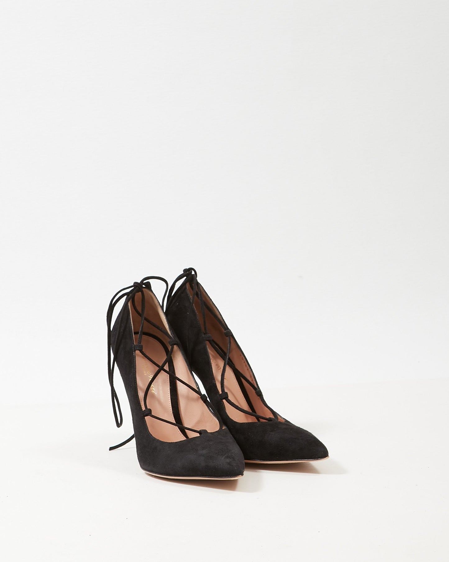 Gianvito Rossi Black Suede Femi Lace-Up Pumps - 40