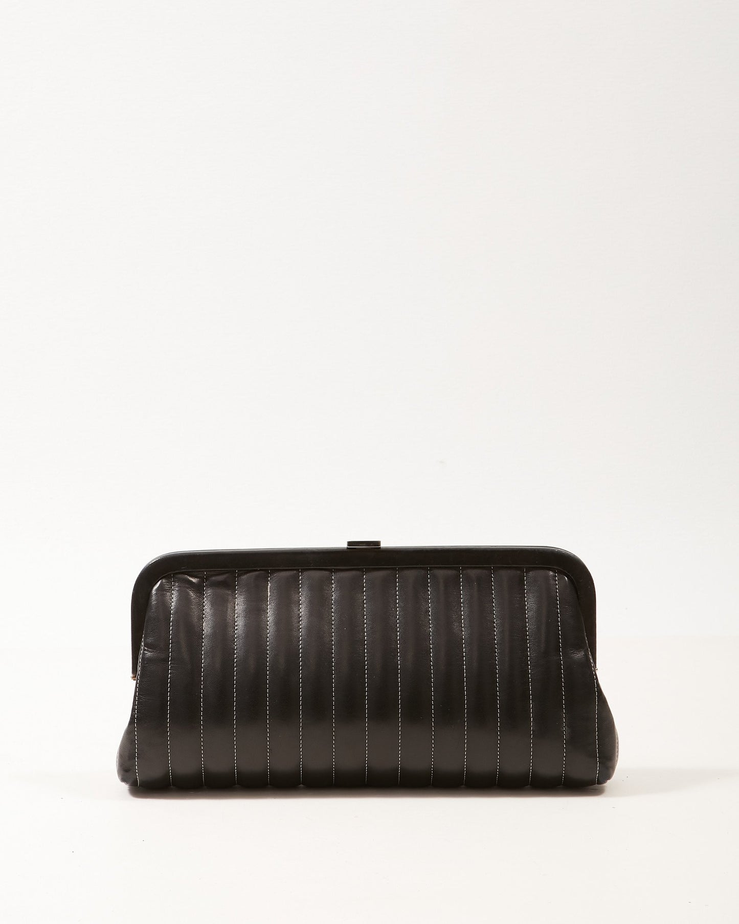 Chanel Black Lambskin Mademoiselle Timeless Ligne Clutch