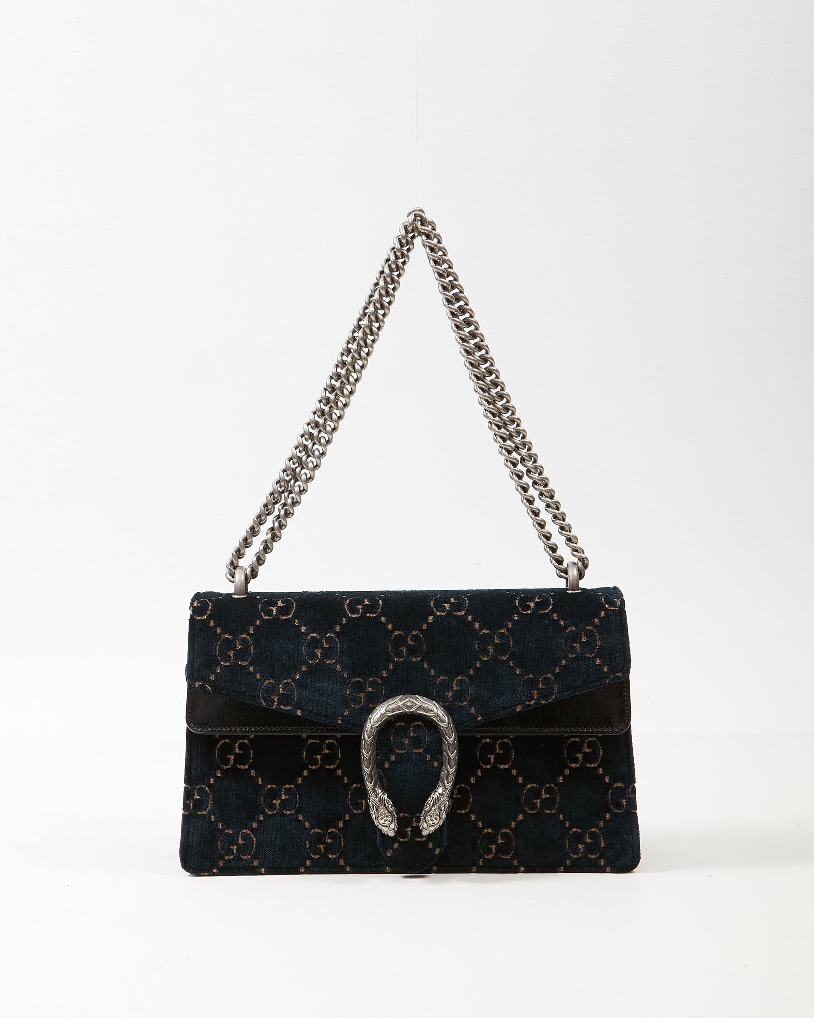 Gucci Navy Velvet GG Small Dionysus Shoulder Bag