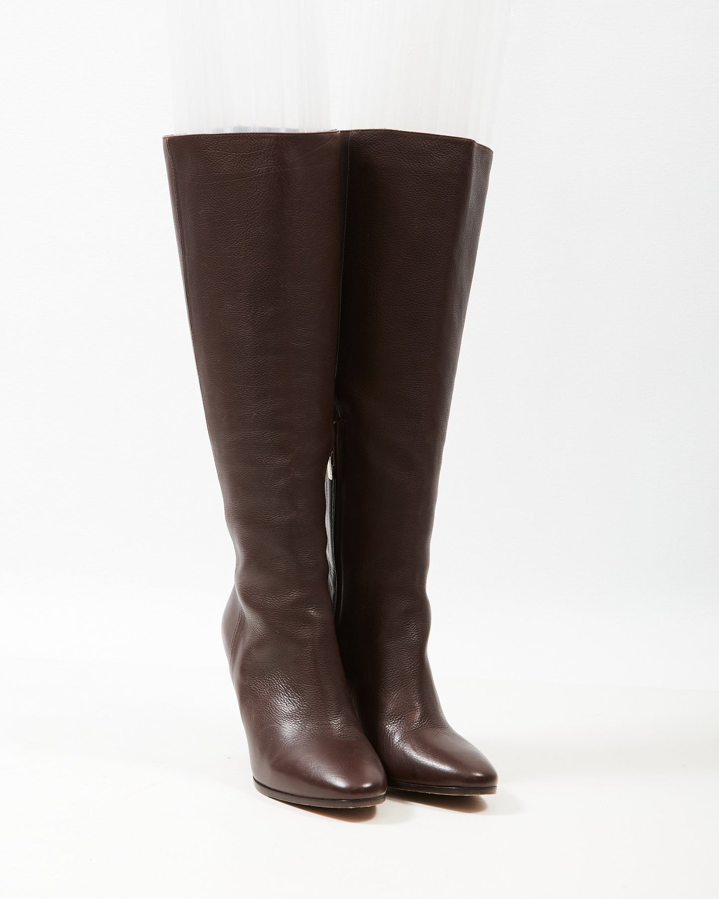 Jimmy Choo Brown Leather Knee-High Heeled Boots - 39.5