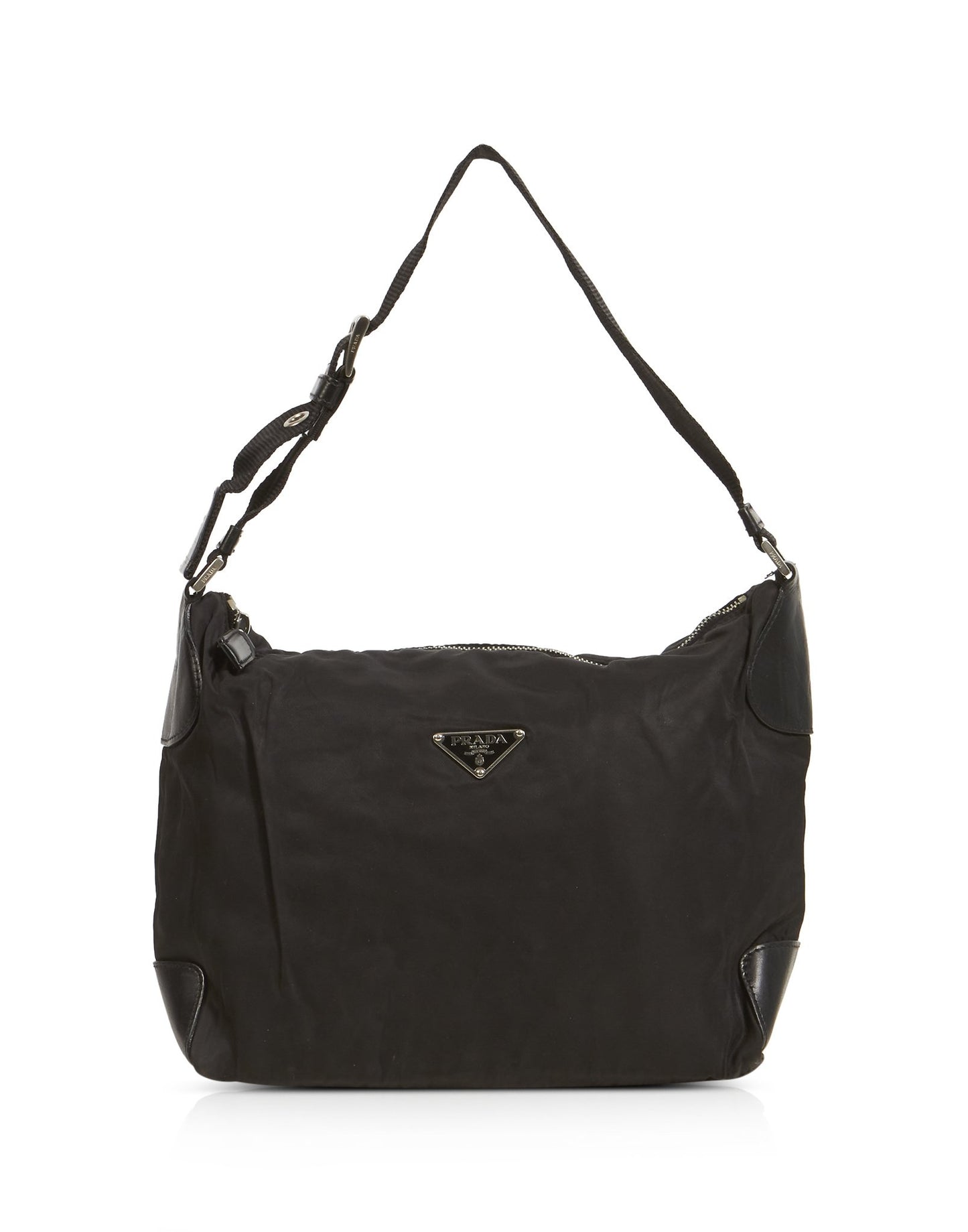 Prada Black Nylon Tessuto Belted Shoulder Bag