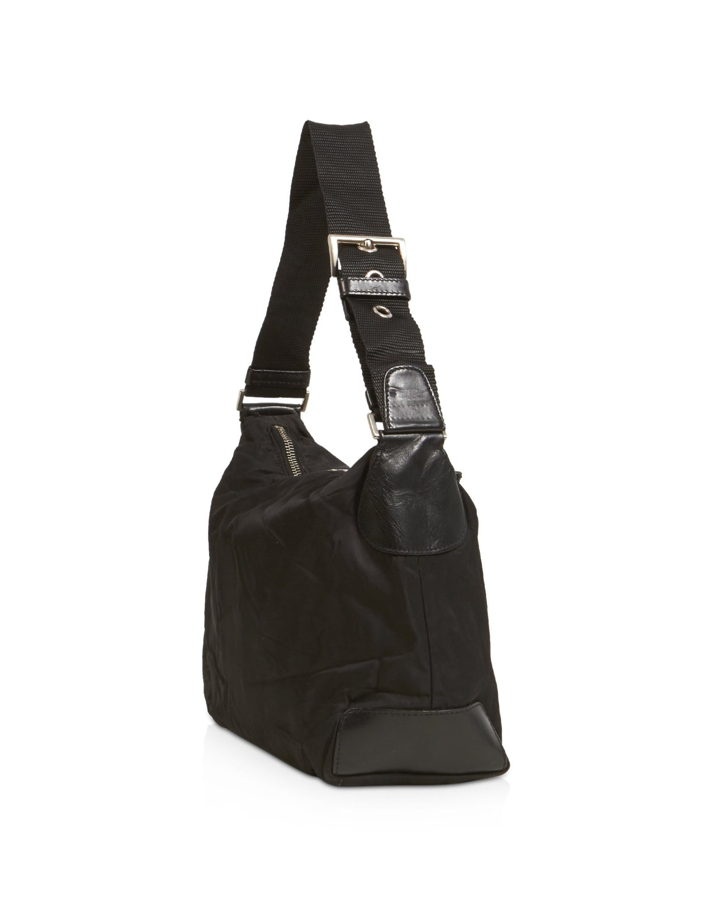 Prada Black Nylon Tessuto Belted Shoulder Bag