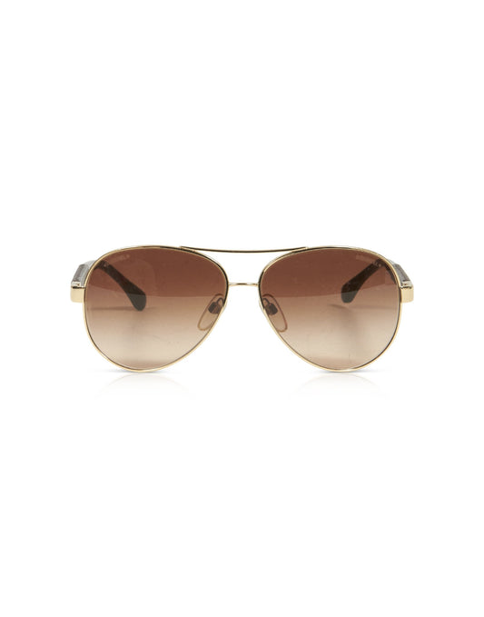 Chanel Gold 
Brown 4195-Q Aviator Sunglasses