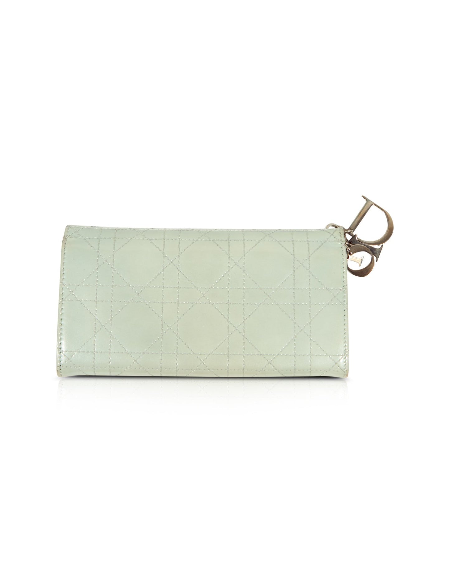 Dior Green Iridescent Patent Cannage Long Wallet