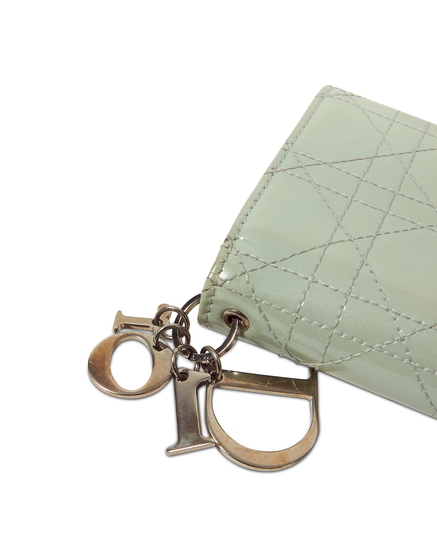 Dior Green Iridescent Patent Cannage Long Wallet