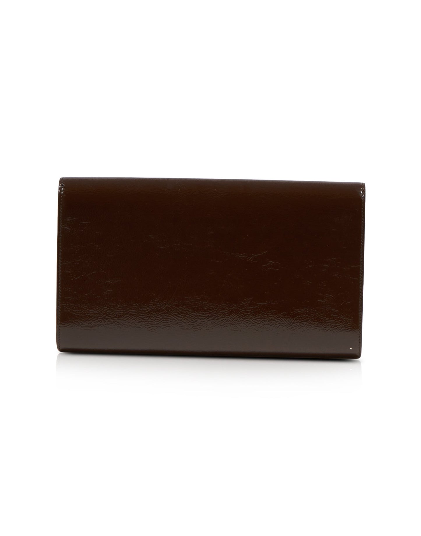 Saint Laurent Brown Patent Belle De Jour Clutch