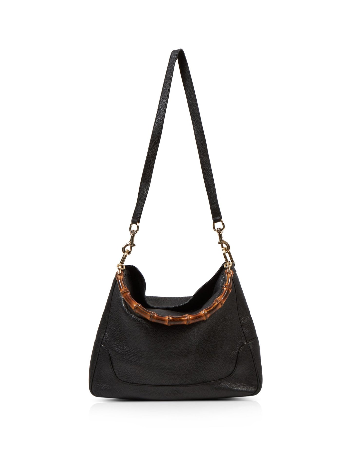 Gucci Black Pebbled Leather Diana Bamboo Shoulder Bag