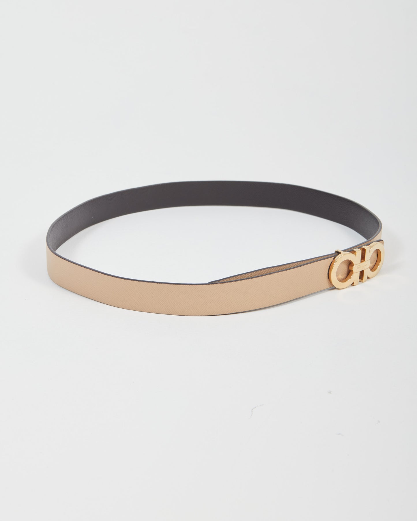 Ferragamo Black/Beige Leather Gancini Réversible Belt - 75