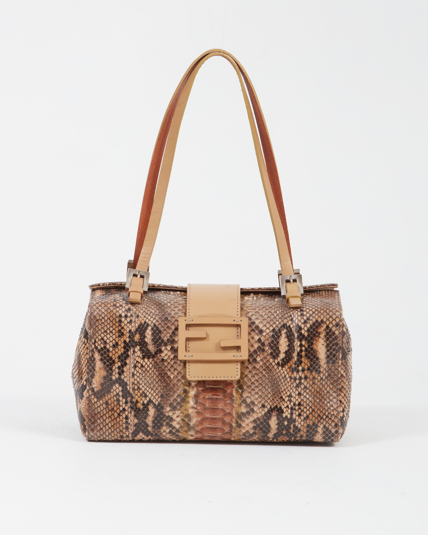 Fendi Brown Python Rectangular Evening Bag