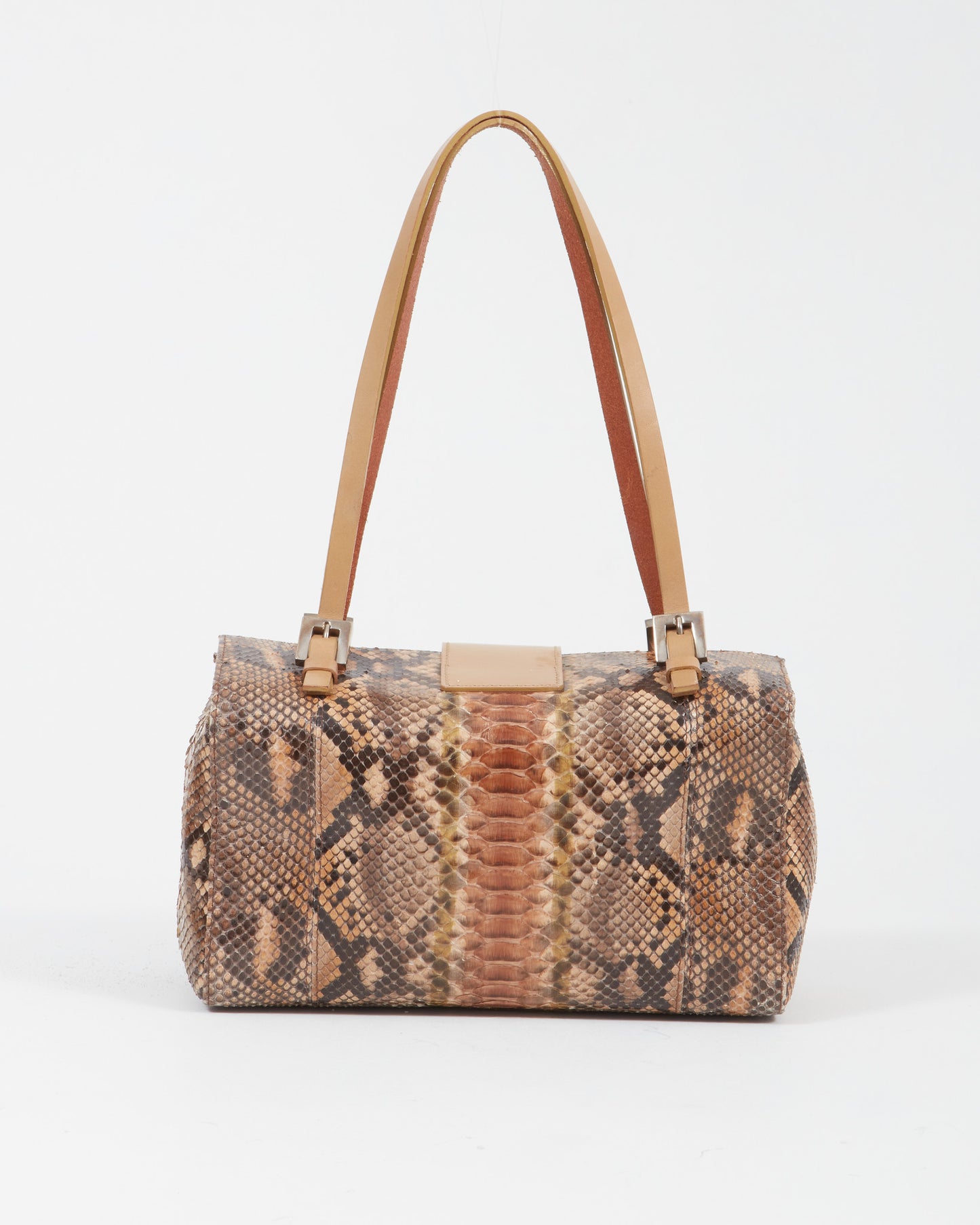 Fendi Brown Python Rectangular Evening Bag