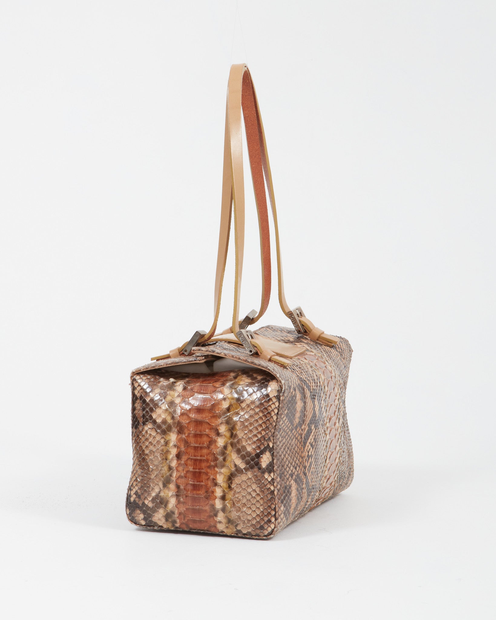 Fendi Brown Python Rectangular Evening Bag