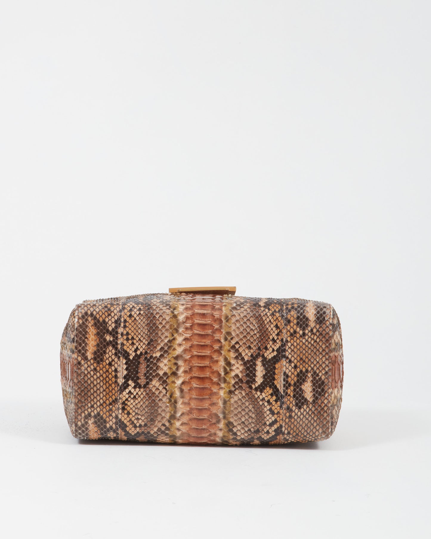 Fendi Brown Python Rectangular Evening Bag