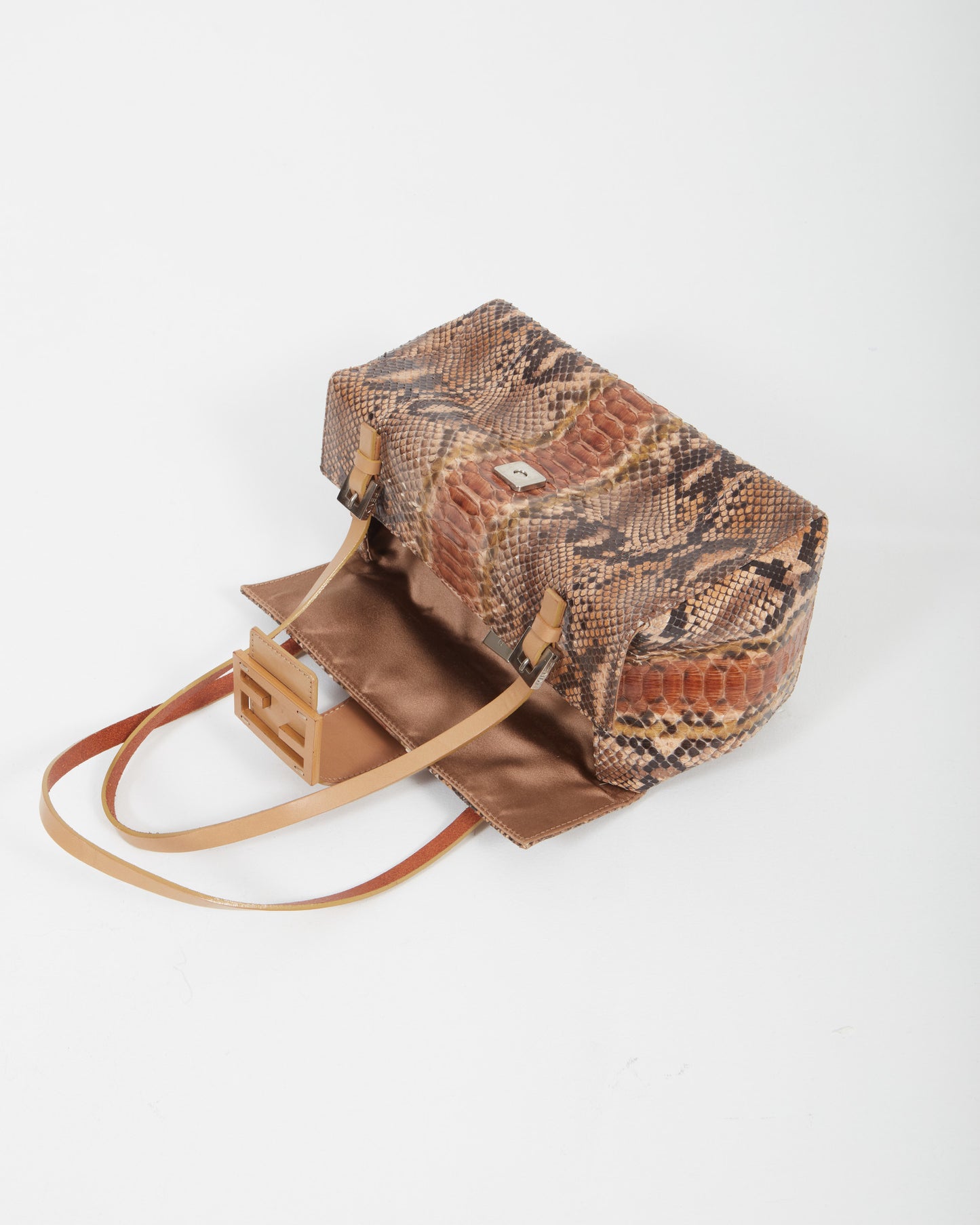 Fendi Brown Python Rectangular Evening Bag