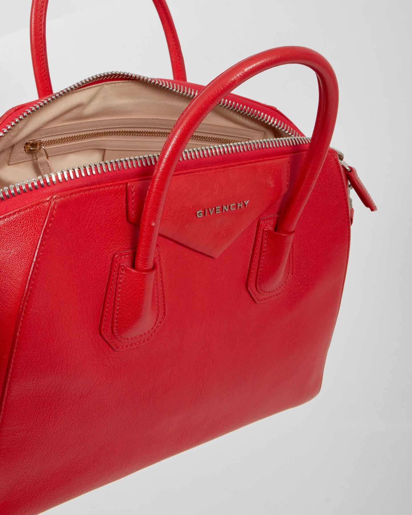 Givenchy Red Grained Leather Large Antigona Bag