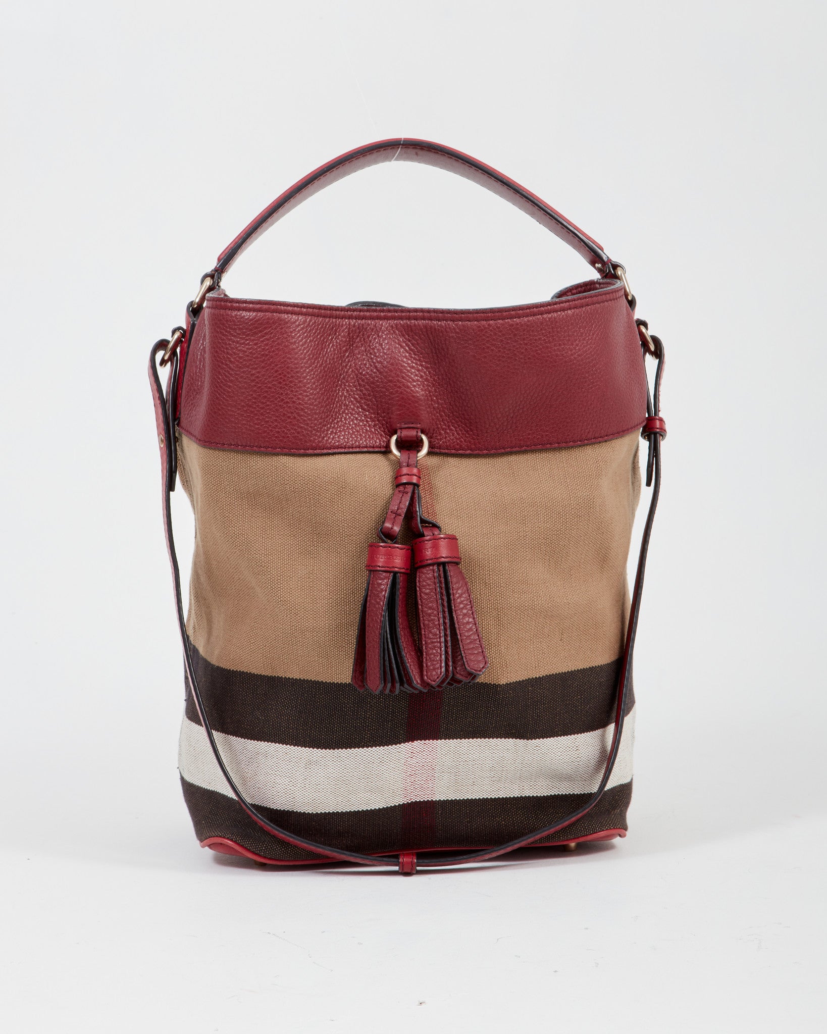 Burberry Burgundy Ashby Bucket Bag