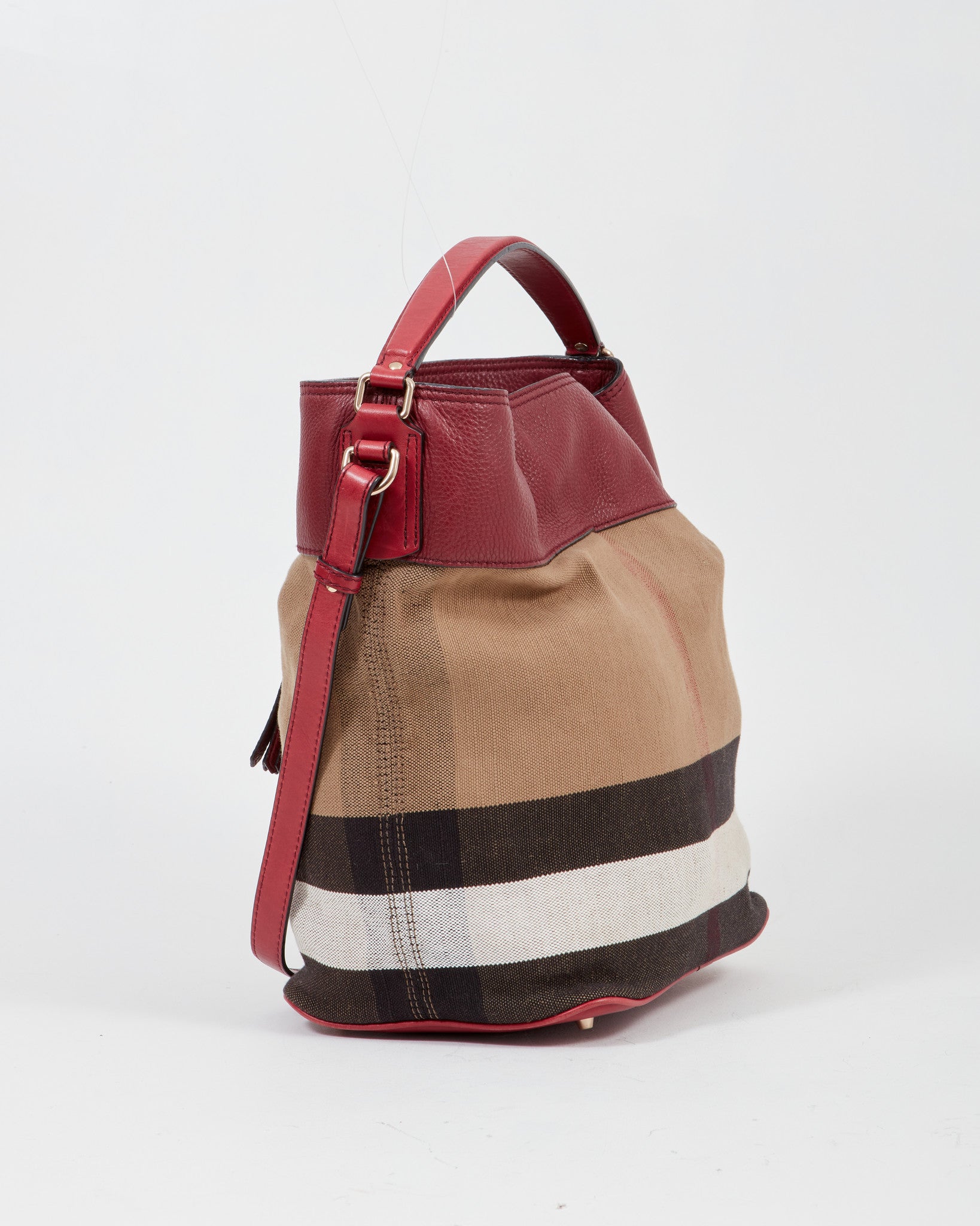 Burberry Burgundy Ashby Bucket Bag