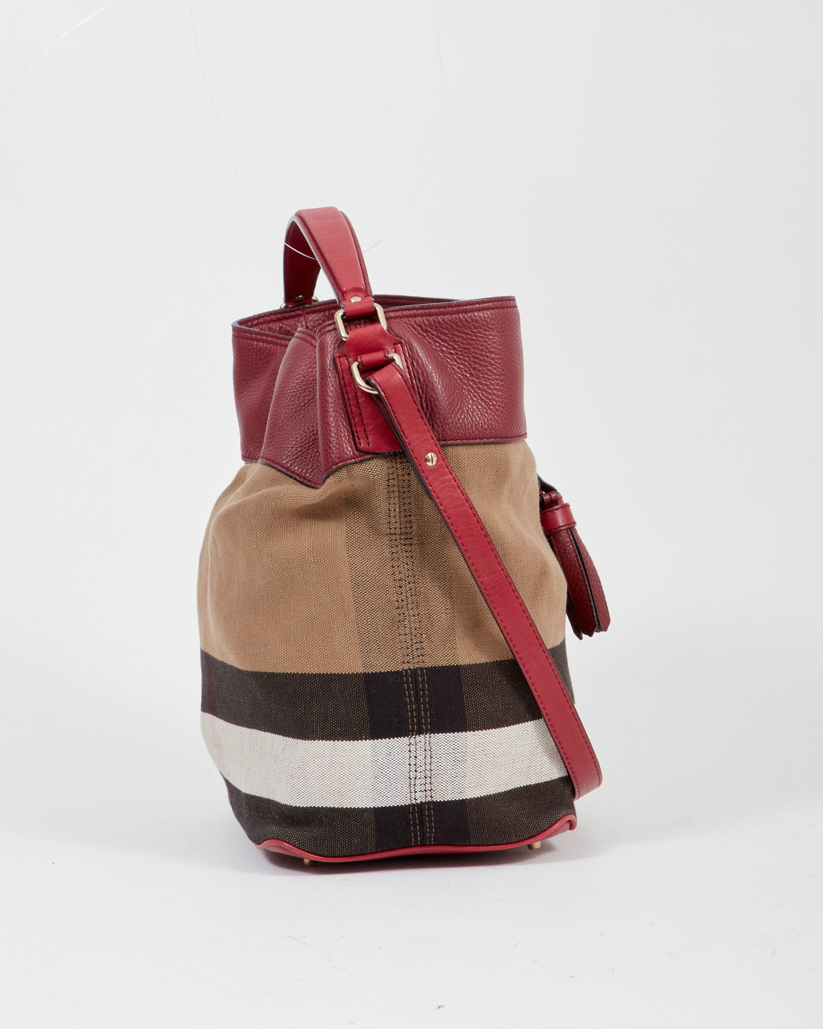 Burberry Burgundy Ashby Bucket Bag