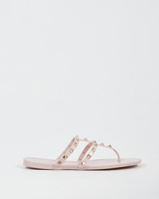 Valentino Blush Rubber Jelly Rockstud Sandal - 40