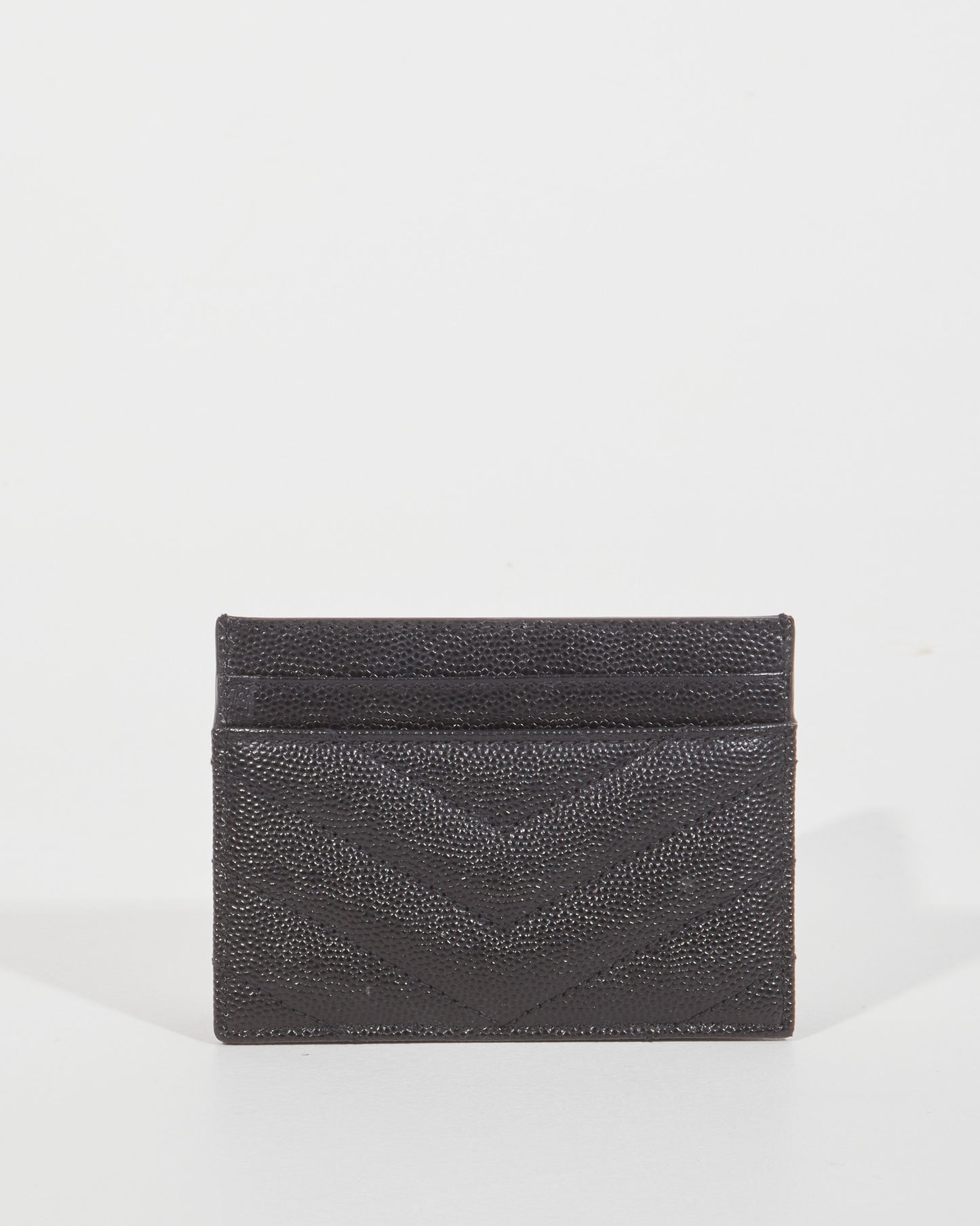 Saint Laurent Black Grained Leather YSL Logo Cardholder