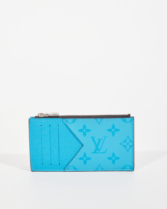 Louis Vuitton Blue Lagoon Monogram Taigarama Coin Card Holder