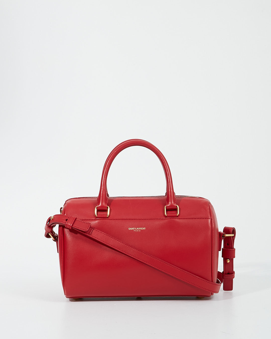 Saint Laurent Red Leather Baby Duffle Bag