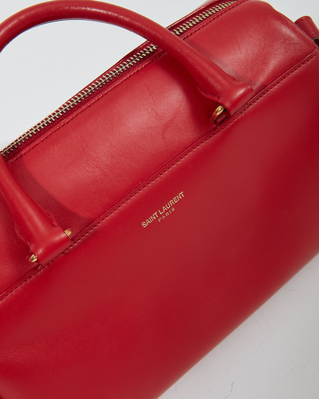 Saint Laurent Red Leather Baby Duffle Bag