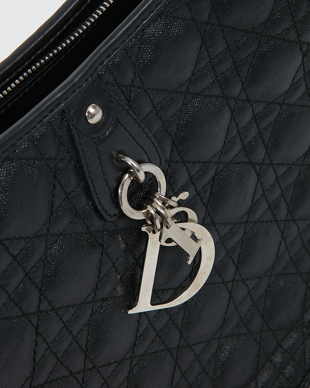 Dior Black Coated Canvas Cannage Messenger Bag