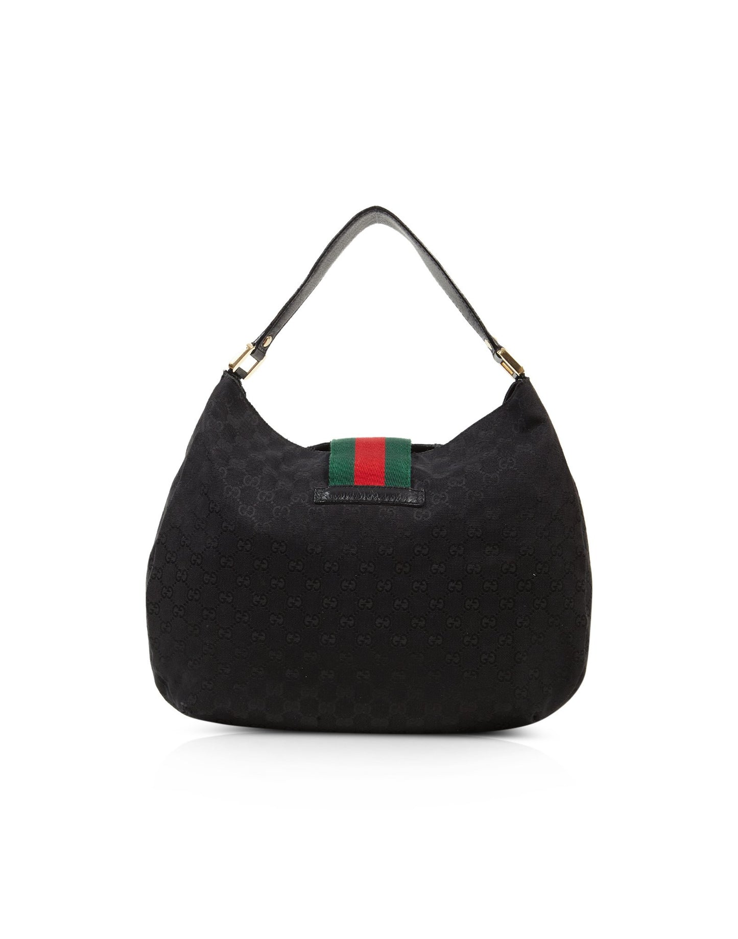 Gucci Black GG Canvas Web Hobo Shoulder Bag