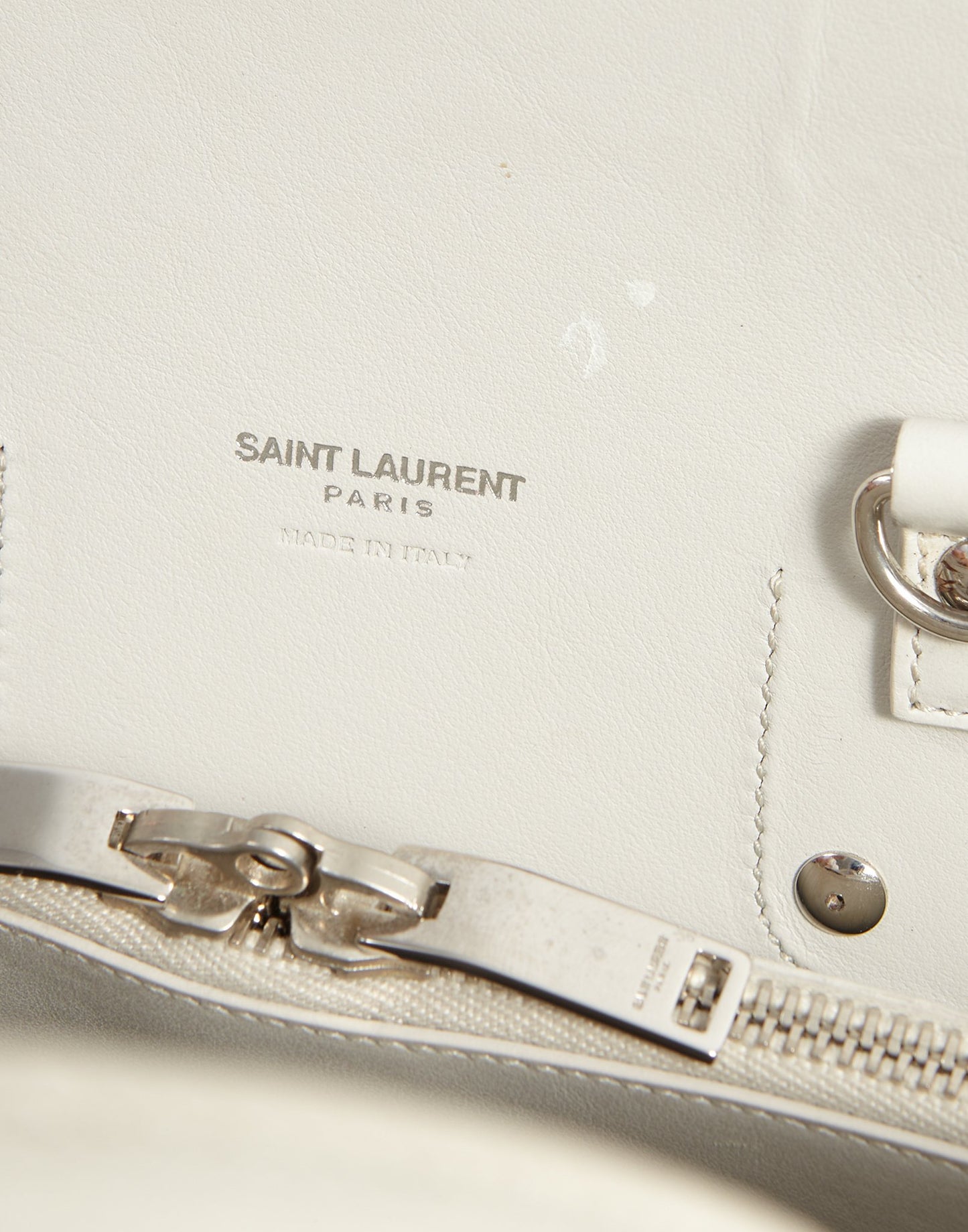 Saint Laurent Dove White Croc Embossed Small Sac de Jour