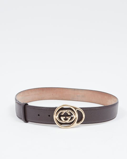 Gucci Vintage Brown Leather Vintage GG Belt - 80/32