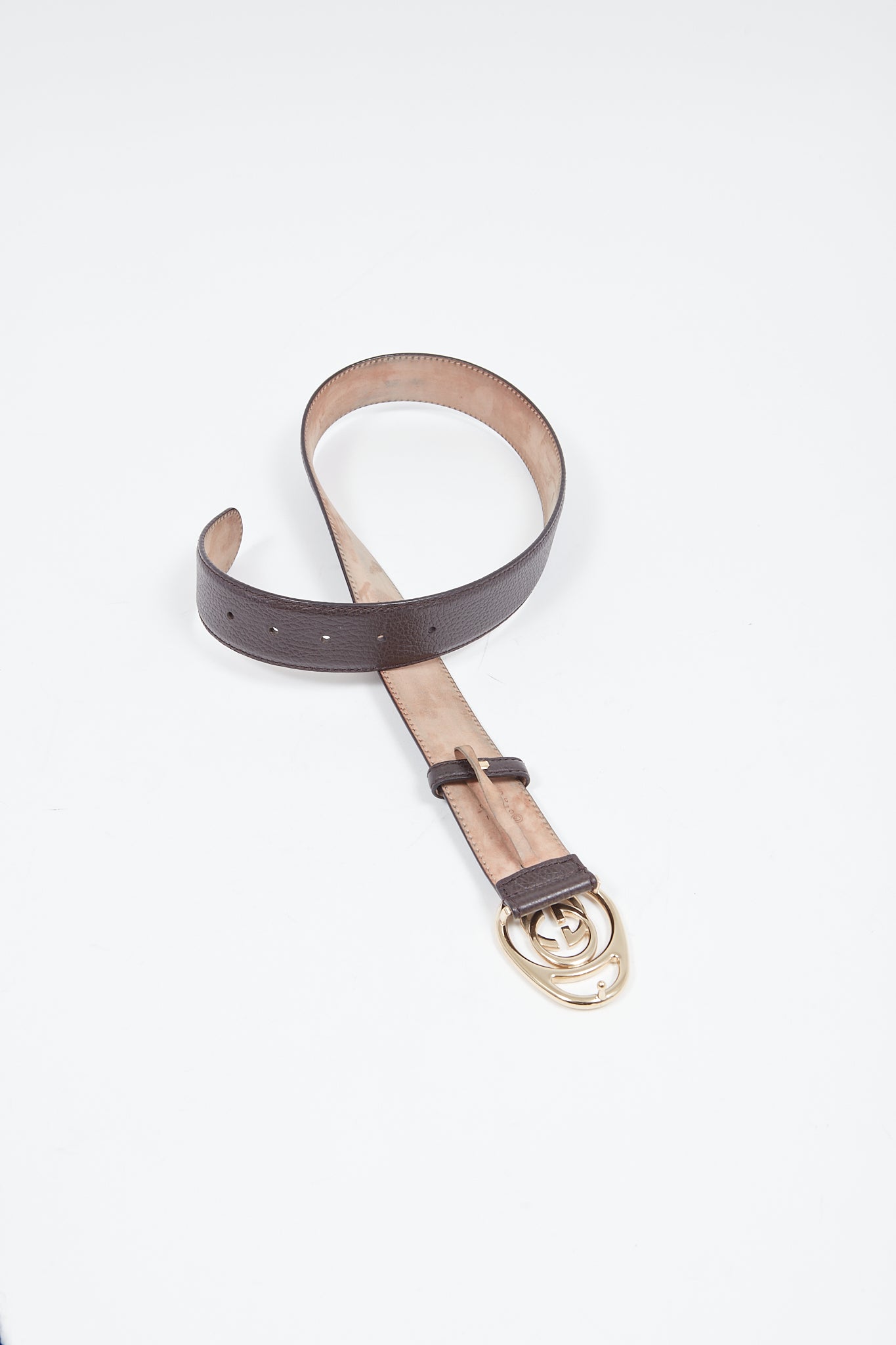 Gucci Vintage Brown Leather Vintage GG Belt - 80/32