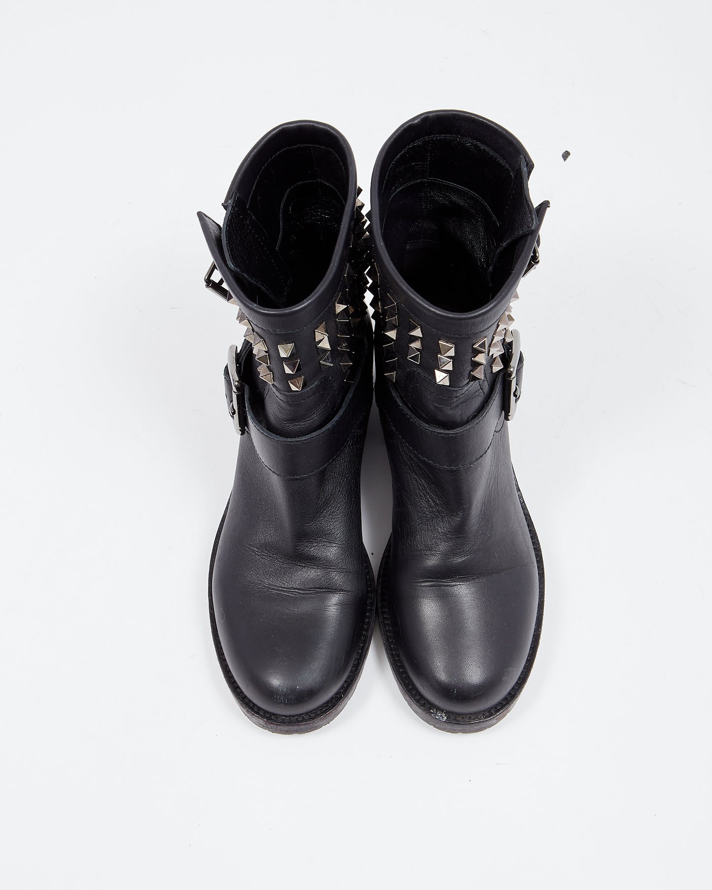 Valentino Black Leather Rockstud Boots - 38