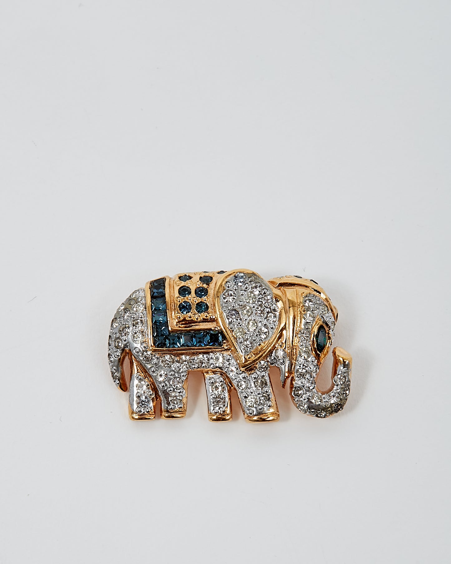 Valentino Vintage Gold Crystal Elephant Brooch