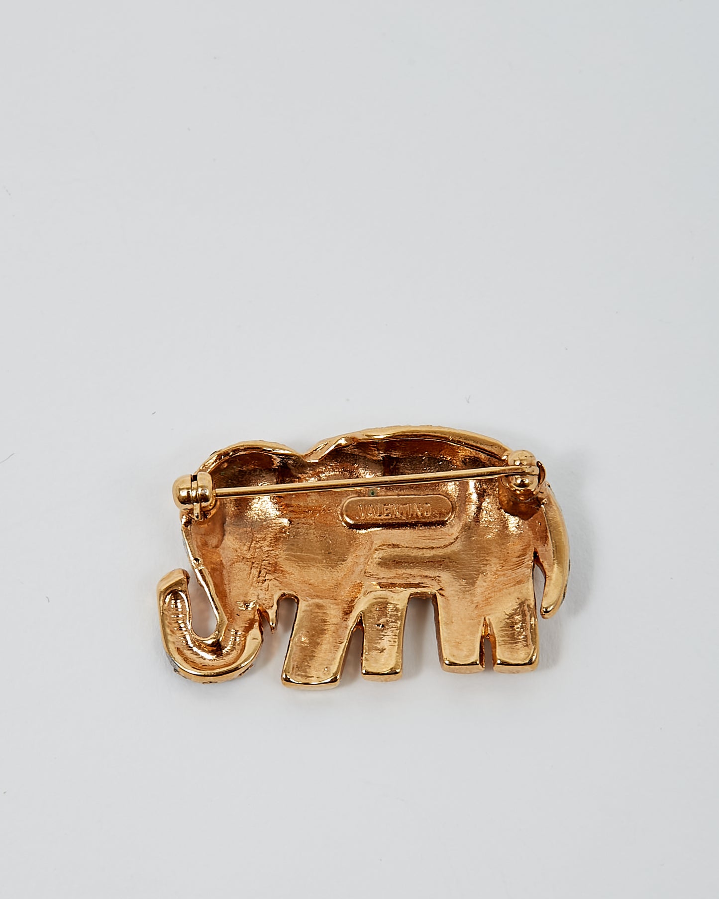 Valentino Vintage Gold Crystal Elephant Brooch