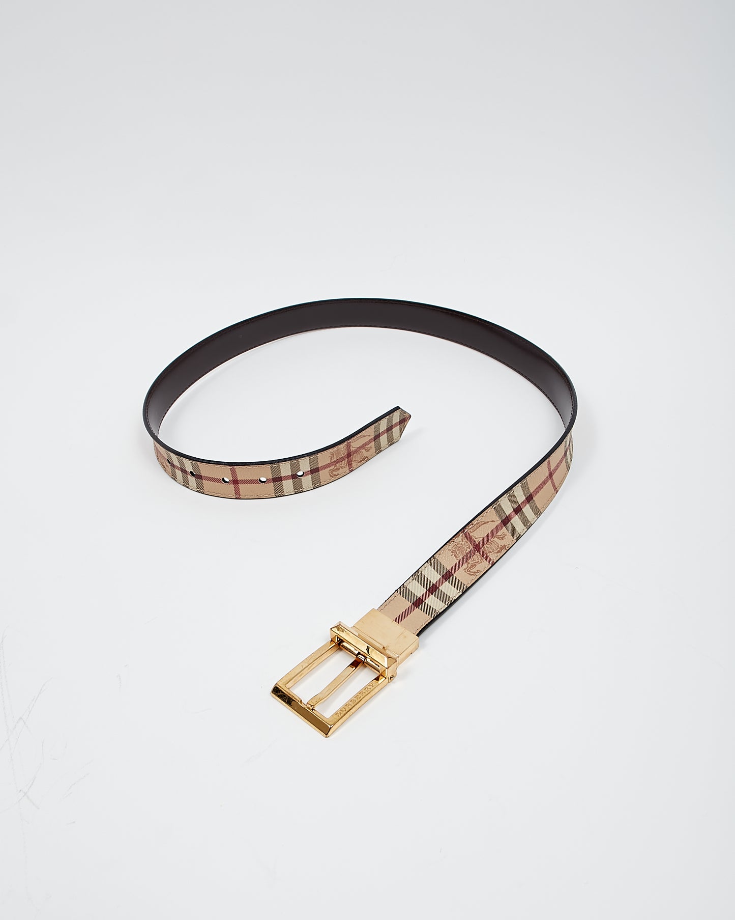 Burberry Beige Nova Check Canvas/Leather Reversible Belt - 34/85