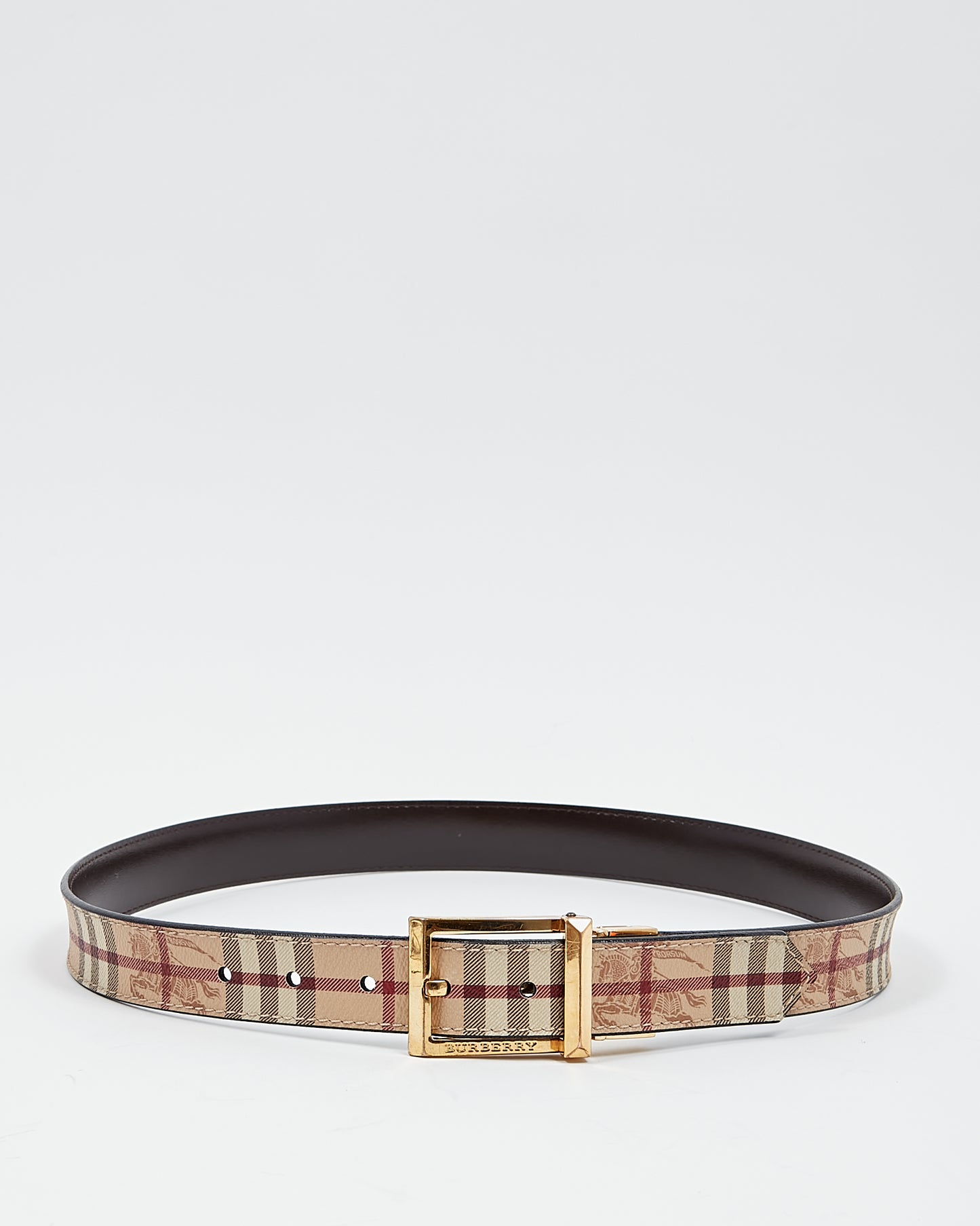 Burberry Beige Nova Check Canvas/Leather Reversible Belt - 34/85