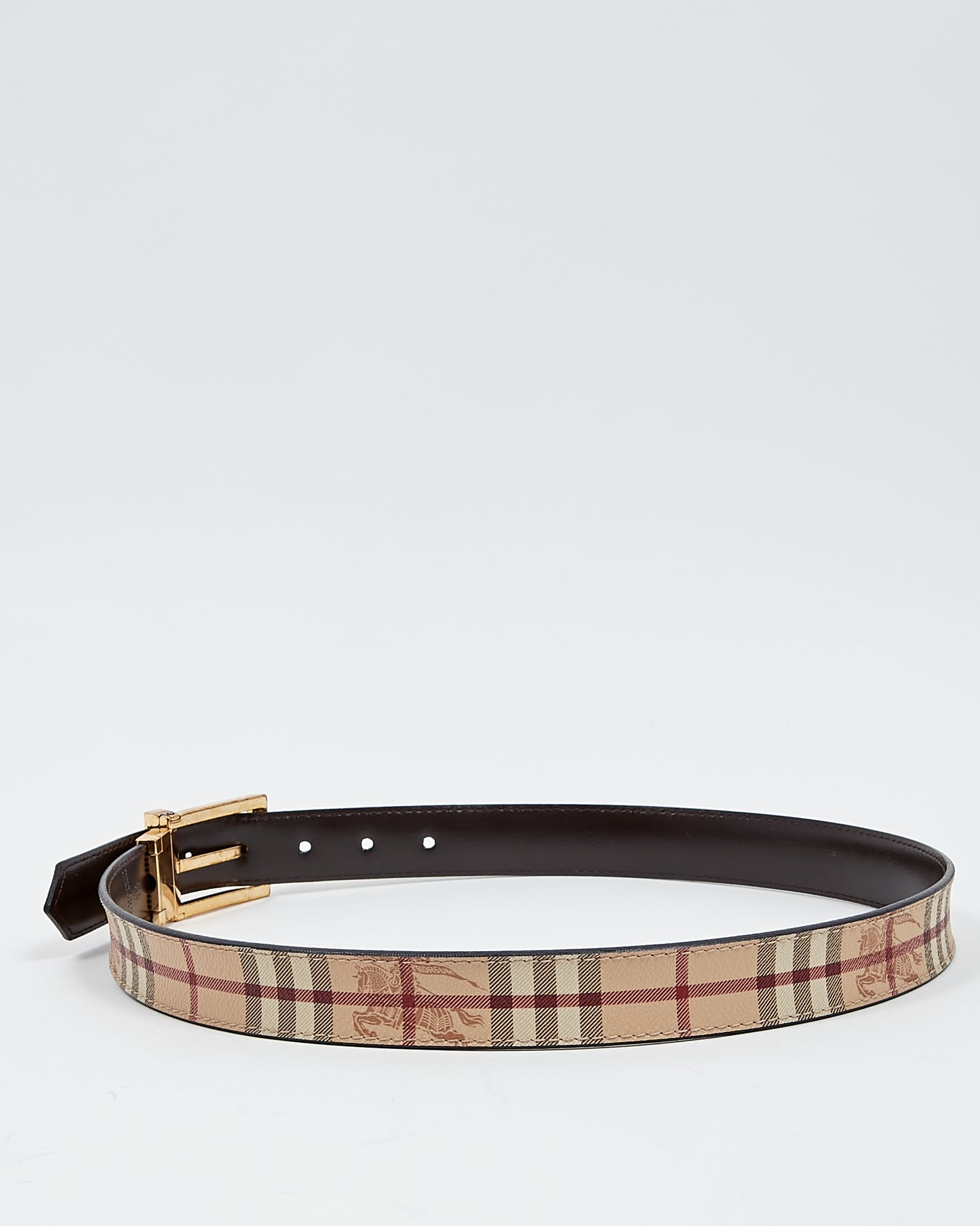 Burberry Beige Nova Check Canvas/Leather Reversible Belt - 34/85