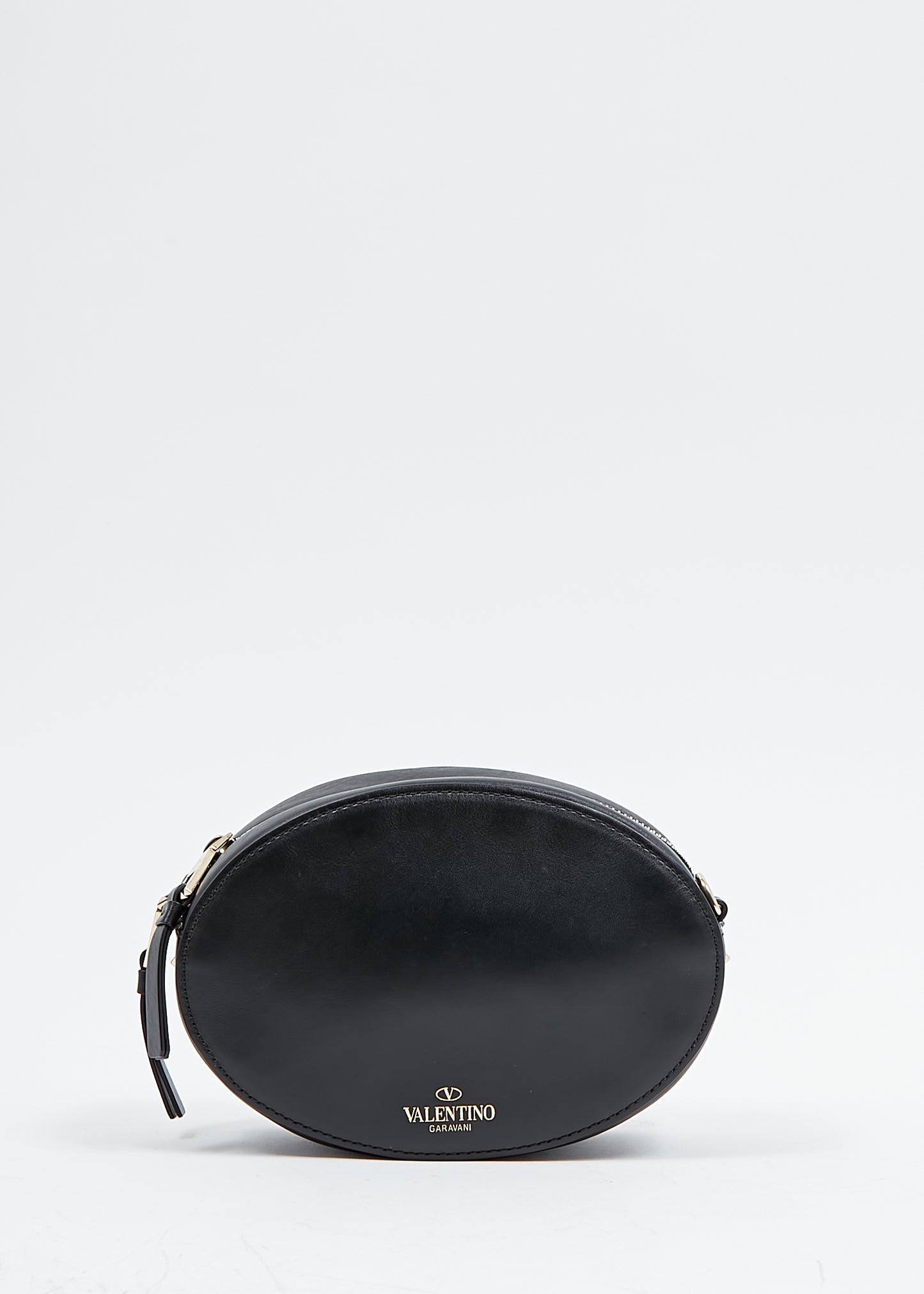 Valentino Black Leather VLTN Logo Rockstud Crossbody Bag