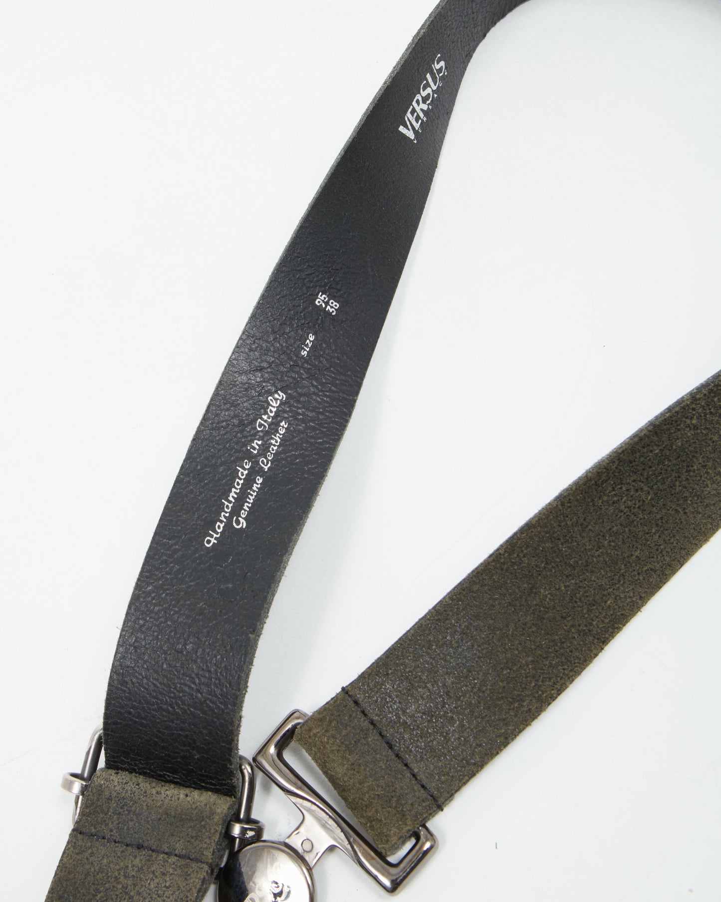 Versace Versus Khaki Suede Leather Belt - 38/95