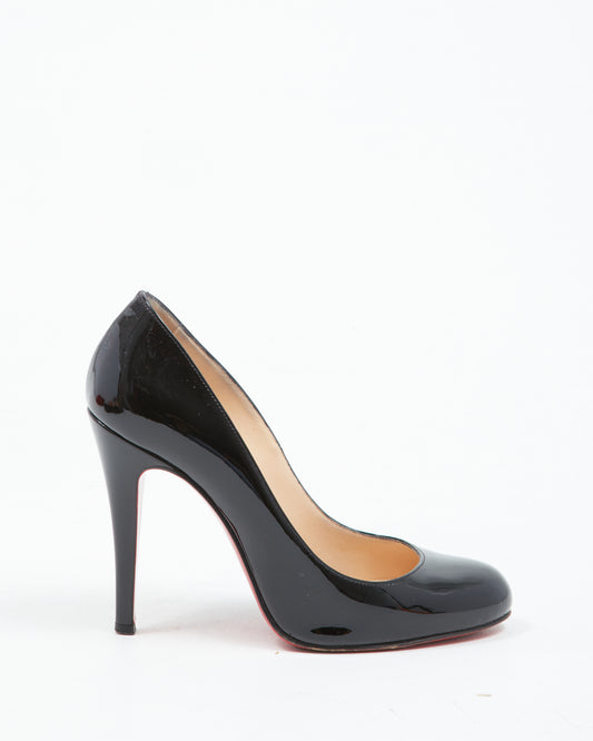 Christian Louboutin Black Patent Fifille 100mm Pumps - 35