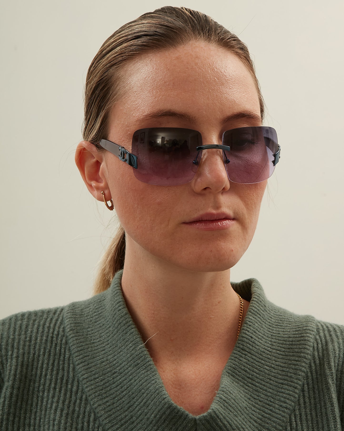 Chanel Purple Rimless 4039 Sunglasses